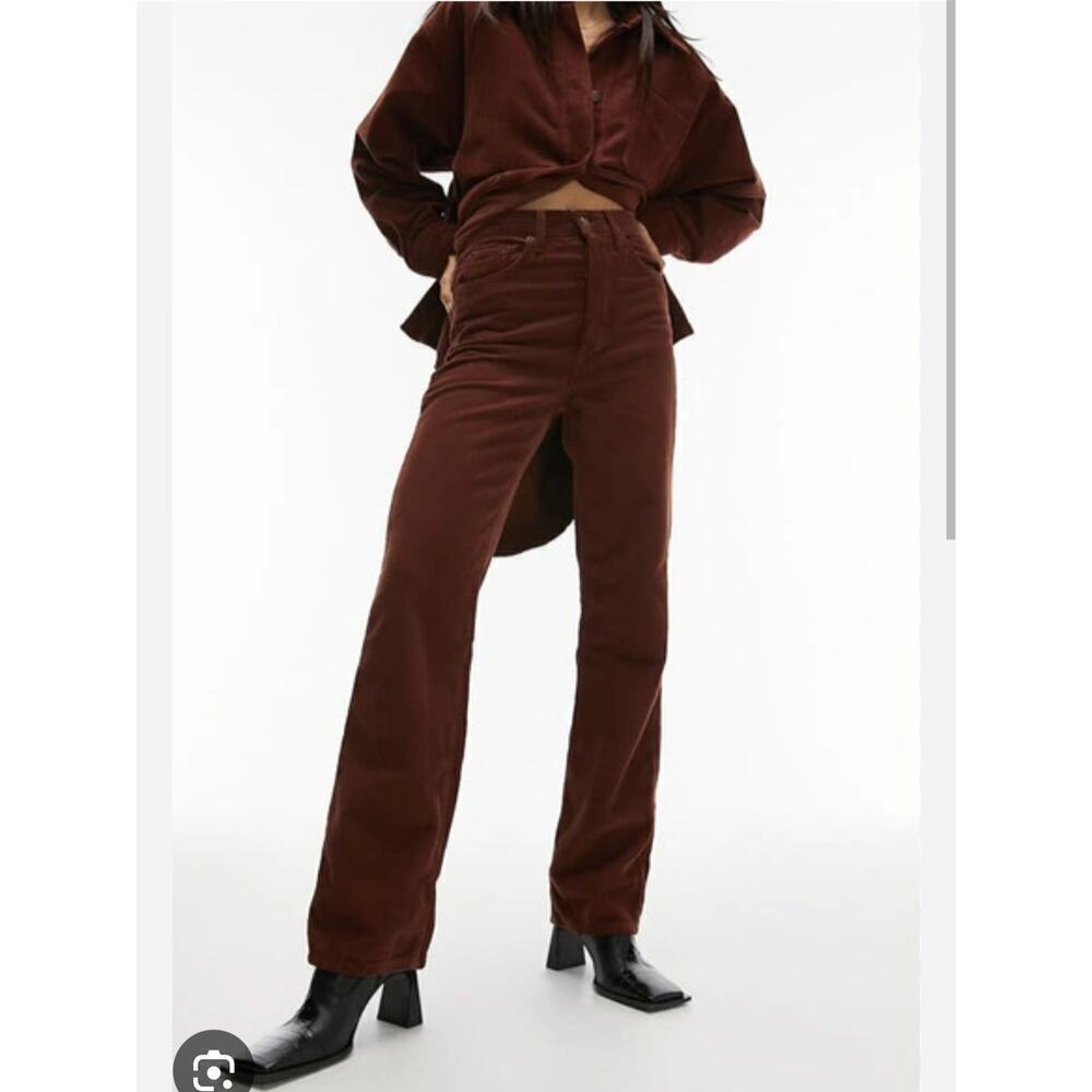 NWT Topshop Brown Corduroy Pants 9 Straight-Leg